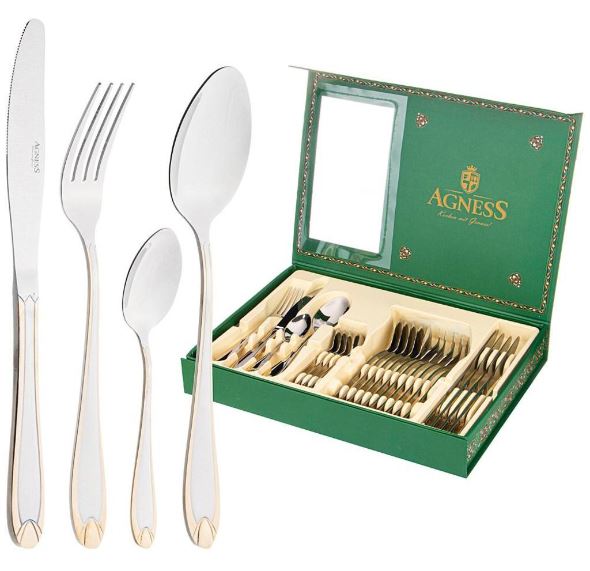 НАБОР СТОЛОВЫХ ПРИБОРОВ AGNESS НА 6 ПЕРСОН 24 ПР. 942-060